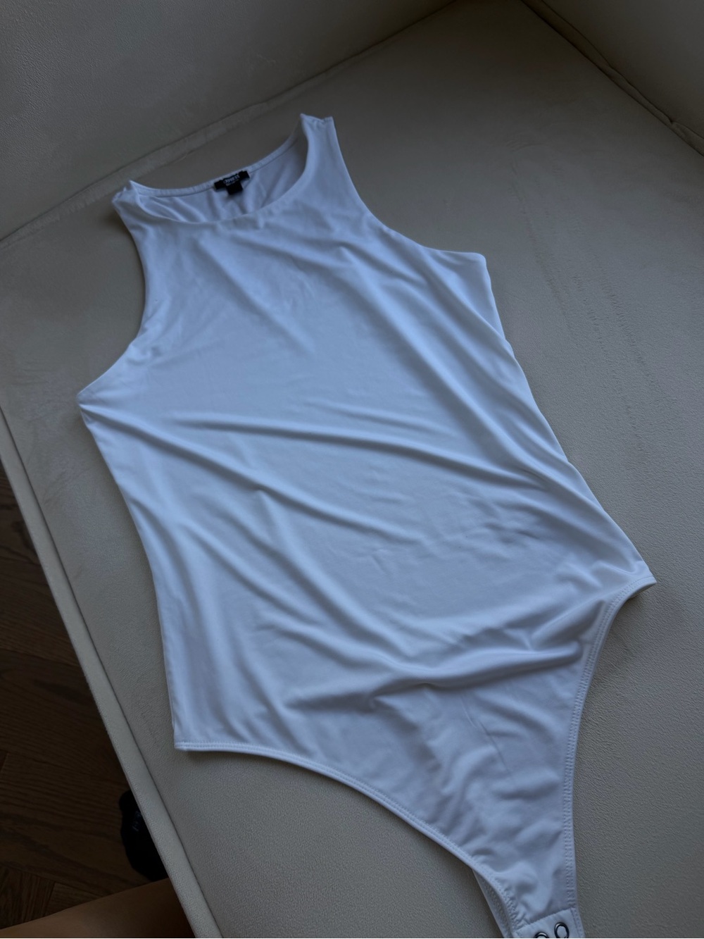 Express White Sleeveless High-Neck Bodysuit